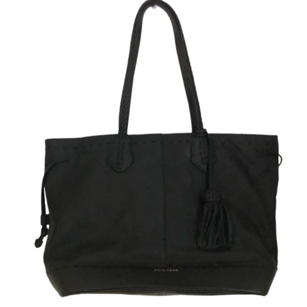 COLE HAAN ALESSA DRAWSTRING TOTE W/ TASSEL black
